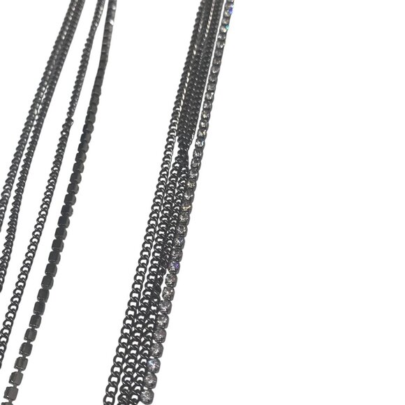 Paparazzi Jewelry Sleek & Destroy Multilayer Black Necklace & Earrings For Women - Picture 6 of 12